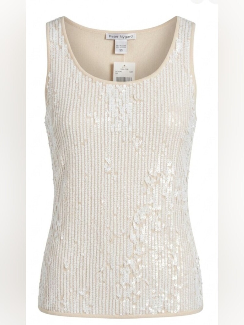 🆕️Peter Nygard Cream White Sequin Tank Top Scoop Neck Sleeveless Blouse NWT